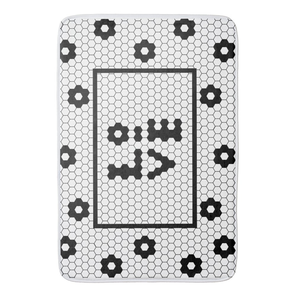 Love Black and White Tile Design Bath Mat