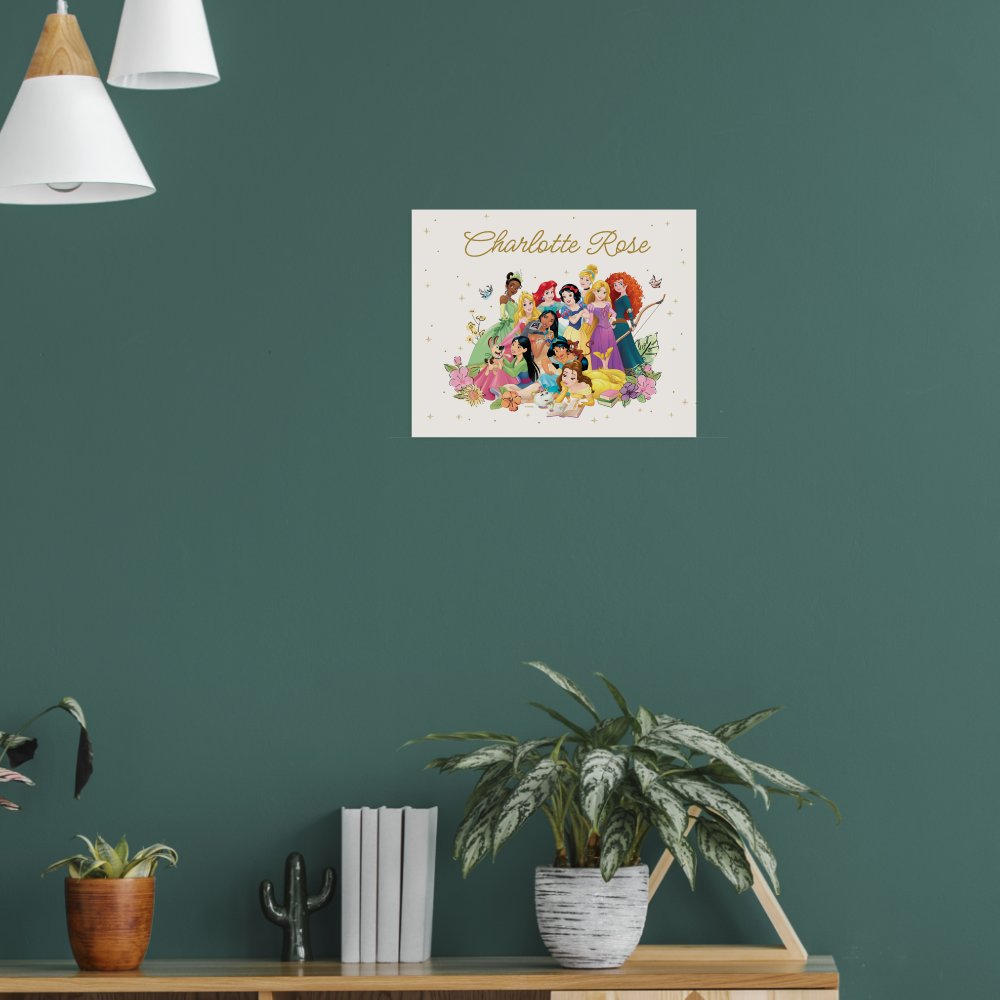 Personalized Disney Princess Floral Poster