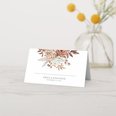 Rustic Autumn Florals Names Date Wedding  Place Card