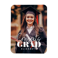 Congrats Grad Modern Simple Script Custom Photo Magnet