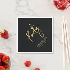 Cheers Forty | Modern Black 40th Birthday Party Napkins