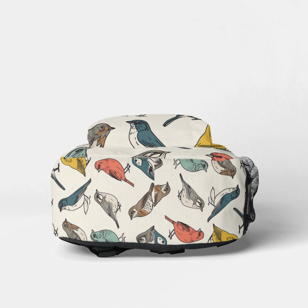 Tiled Birds Pattern Printed Backpack