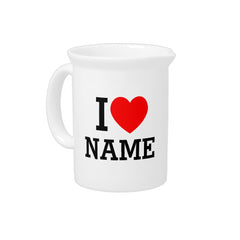I Heart Name Beverage Pitcher