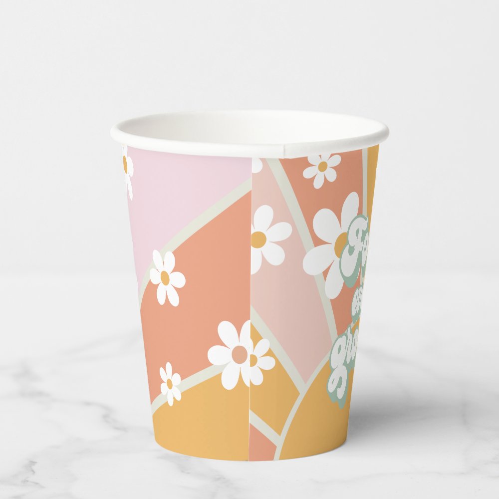 Four Every Groovy Retro Sunshine Daisy Birthday Paper Cups