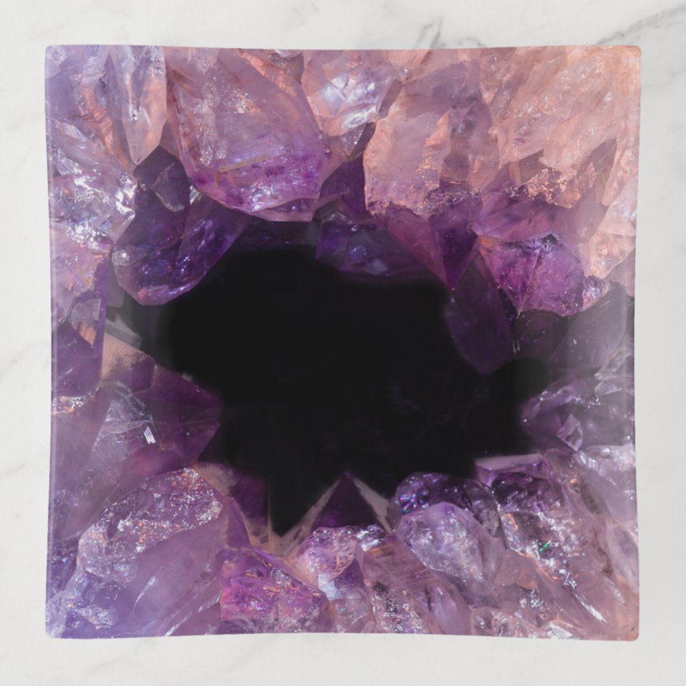 Beautiful Purple amethyst gemstone crystal mineral Trinket Tray