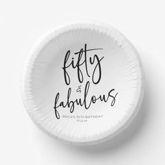 Fifty & Fabulous Minimal 50th Birthday Party Paper Bowls