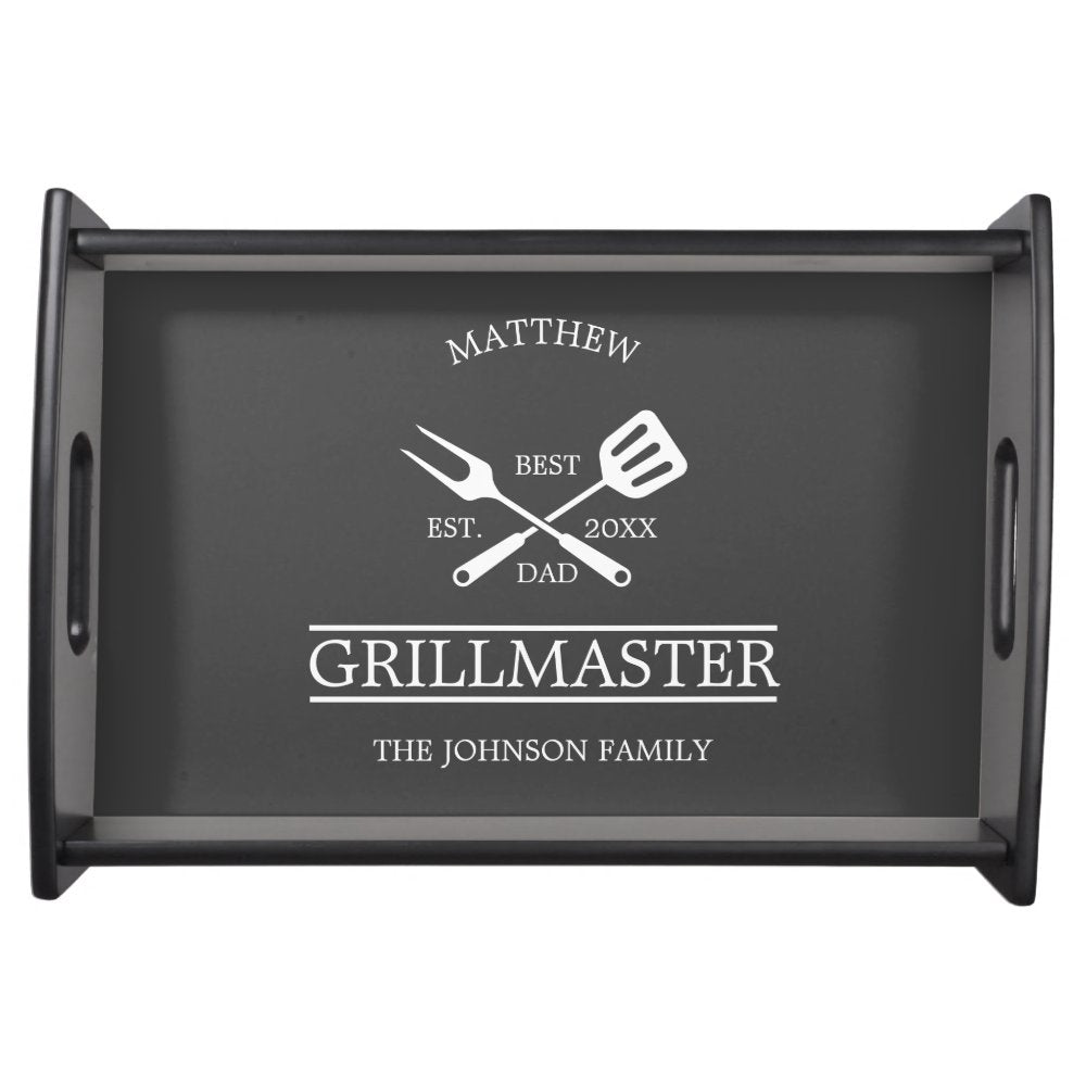 BBQ Grill Master Personalized Best Dad Father's   Serving Tray