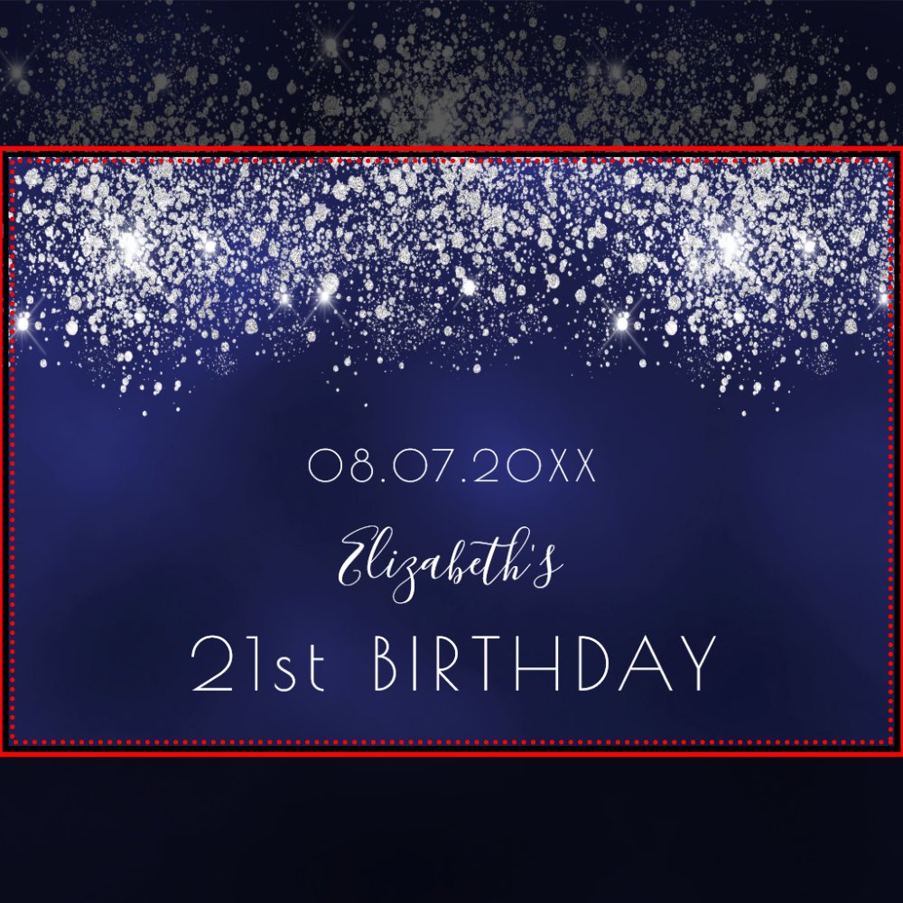 Birthday navy blue silver glitter paper placemat