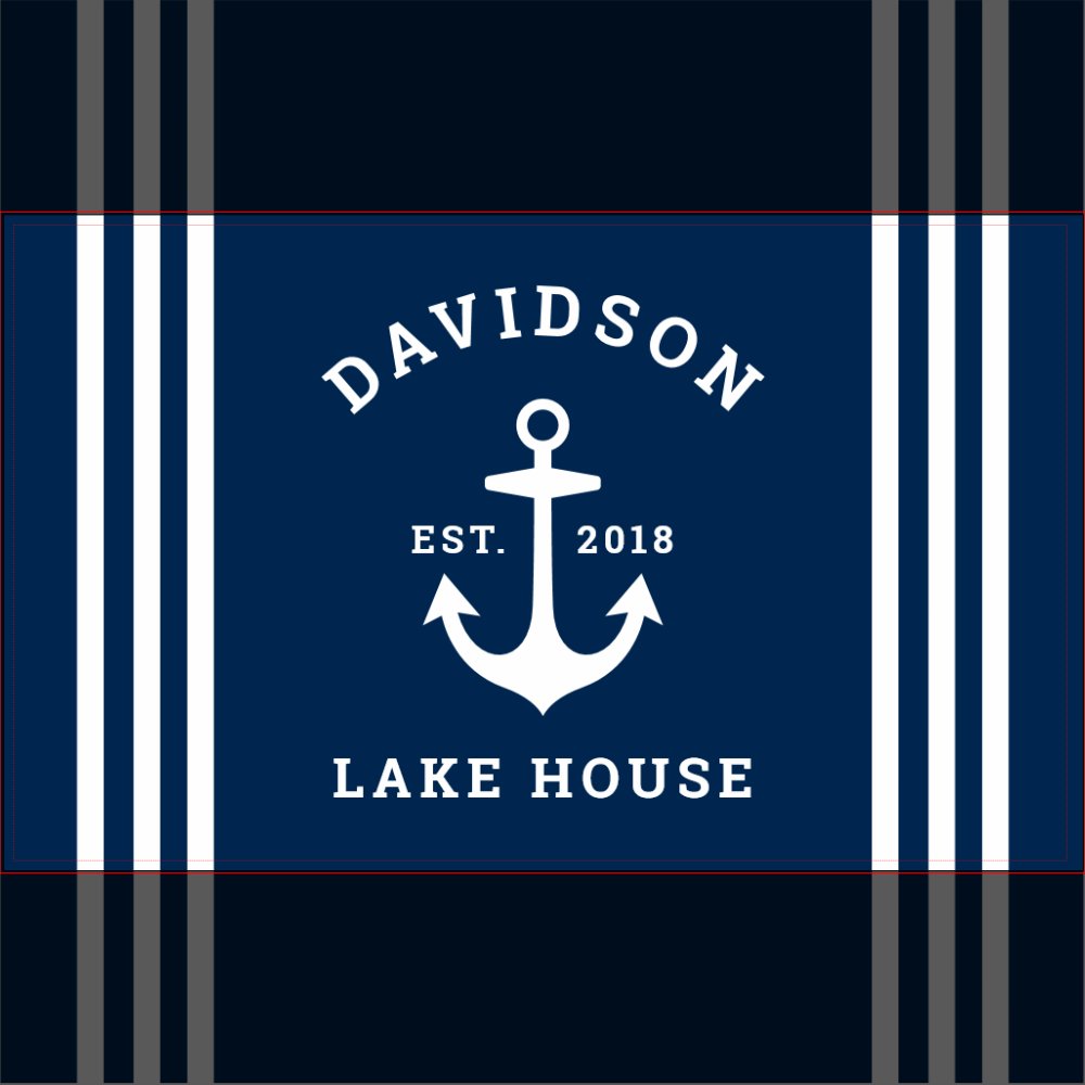 Nautical Navy Blue Custom Family Lake House Serving Tray