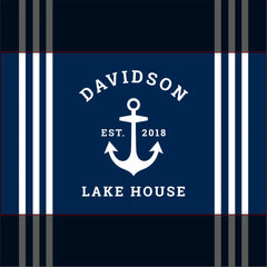 Nautical Navy Blue Custom Family Lake House Serving Tray