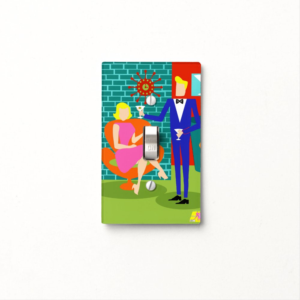 Retro Martini Couple Light Switch Cover