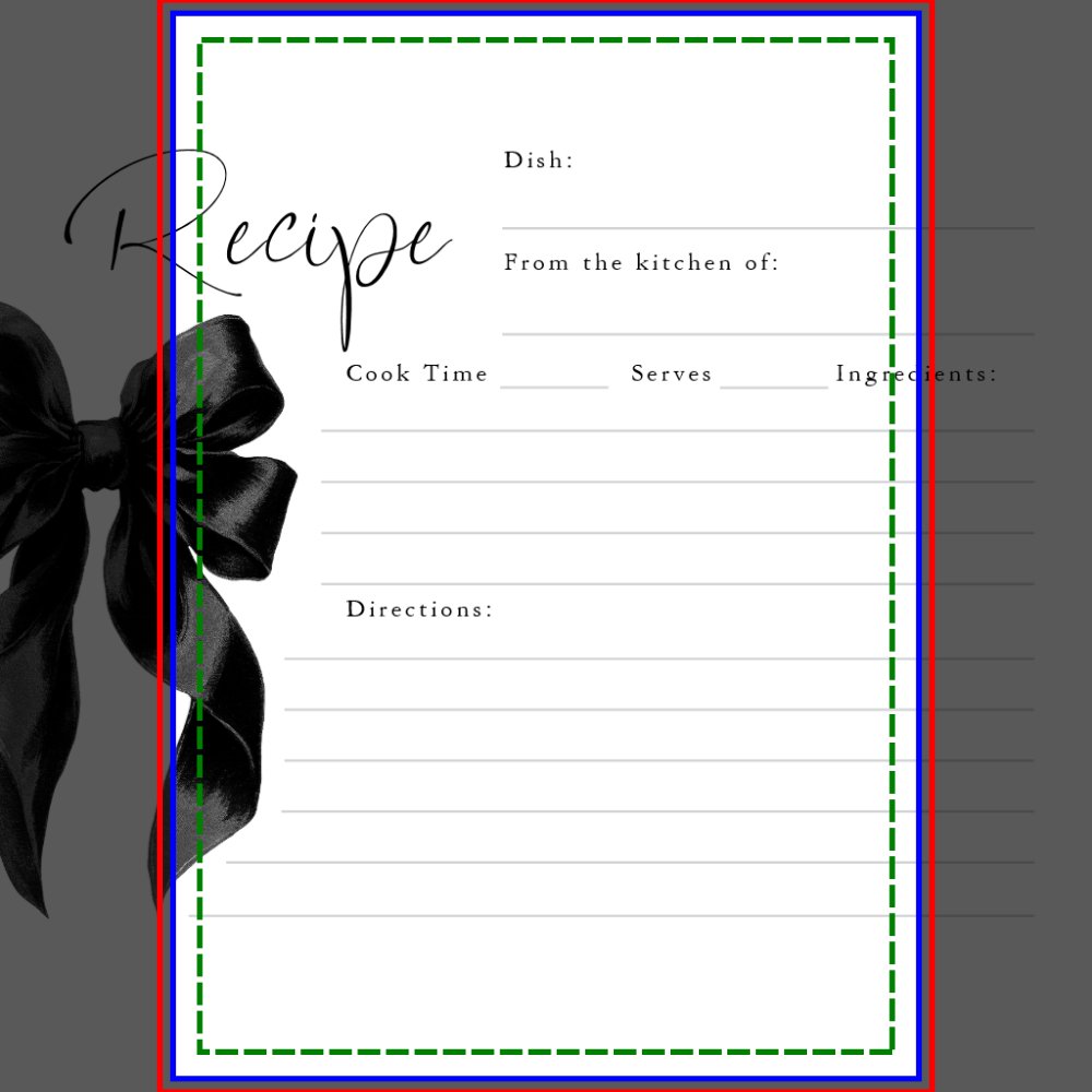 She's Tying the Knot Black Bow Bridal Recipe Card