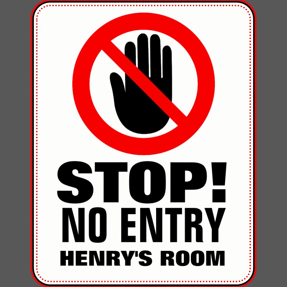 Kids personalized no entry door sign