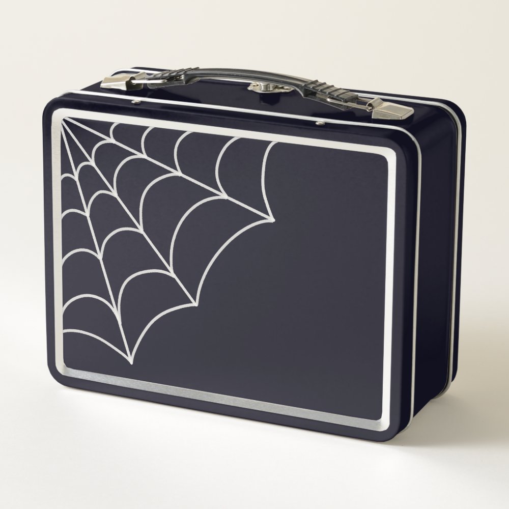 Goth Spiderweb Black and White Personalized Metal Lunch Box