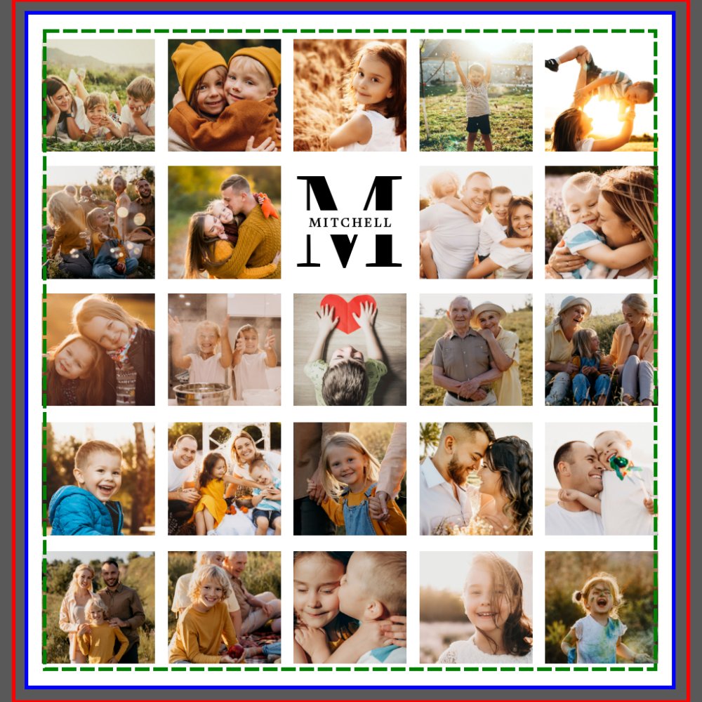 Modern Monogram Family Name 24 Photo Collage Shower Curtain