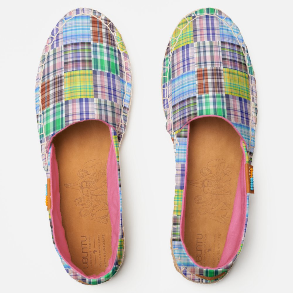 Preppy Patchwork Mixed Madras Faux Patchwork Espadrilles