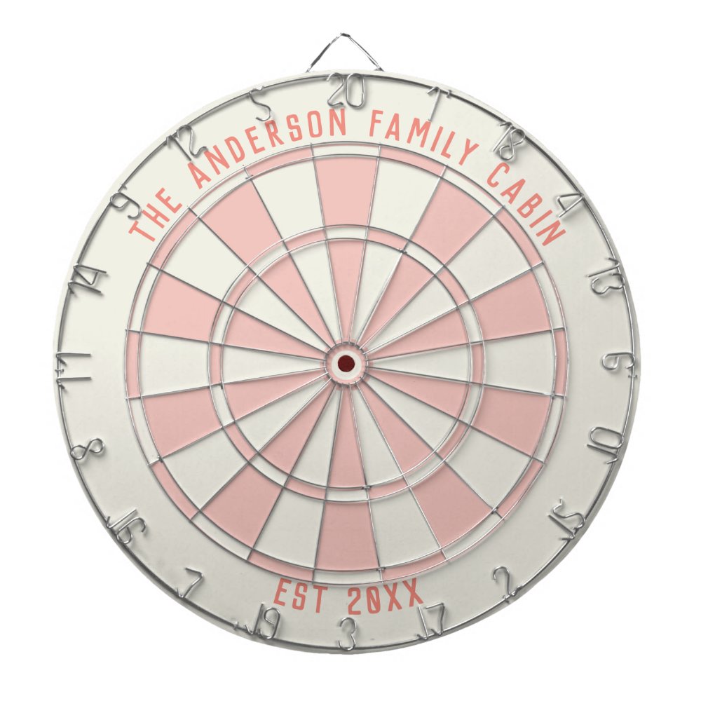 Personalized Family Name Custom Pink Game Room  Dart Board