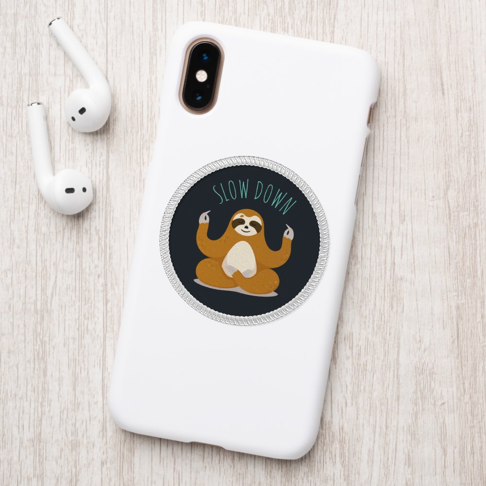 Sloth in Lotus Yoga Pose "Slow Down" Patch