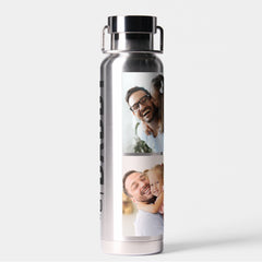 Silver Black Photo Daddy Collage Wrap Water Bottle