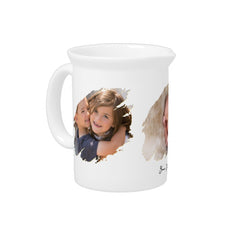 Create Custom Personalized 3 Photo Text Monogram Beverage Pitcher