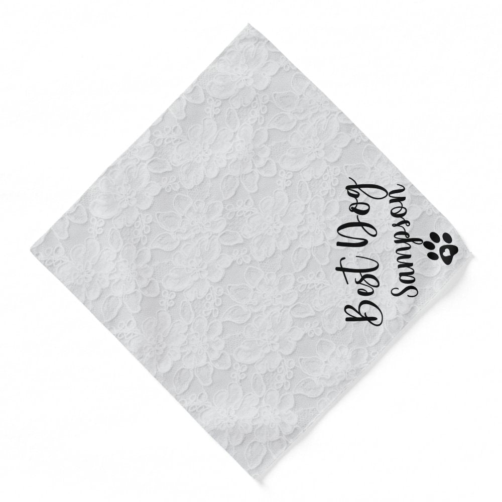 Best Dog Wedding Pet  Personalized White Lace Bandana