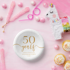 Elegant Champagne 50th Wedding Anniversary Paper Bowls