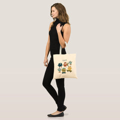 Cute Skateboard Monsters Personalized Name Tote Bag