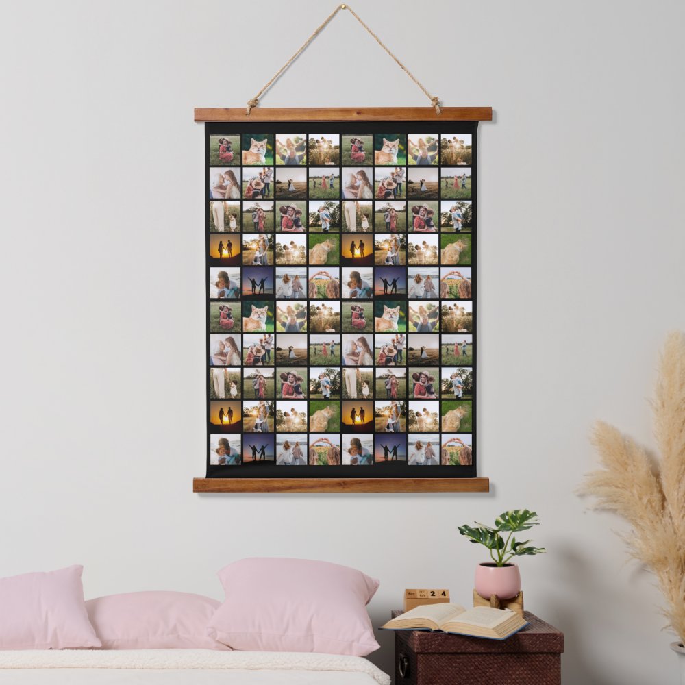 Personalized 80 Photo Collage Hanging Tapestry