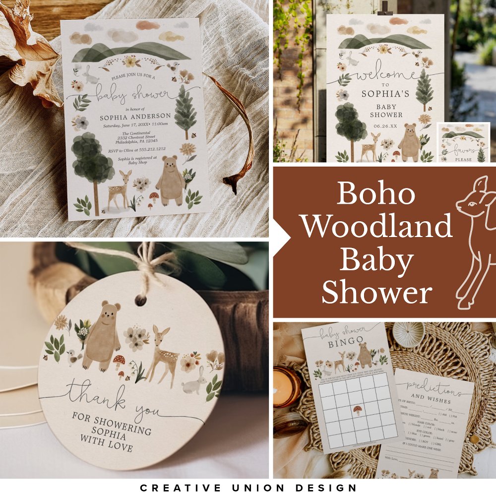 Boho Woodland Baby Blanket - Baby Shower Gift