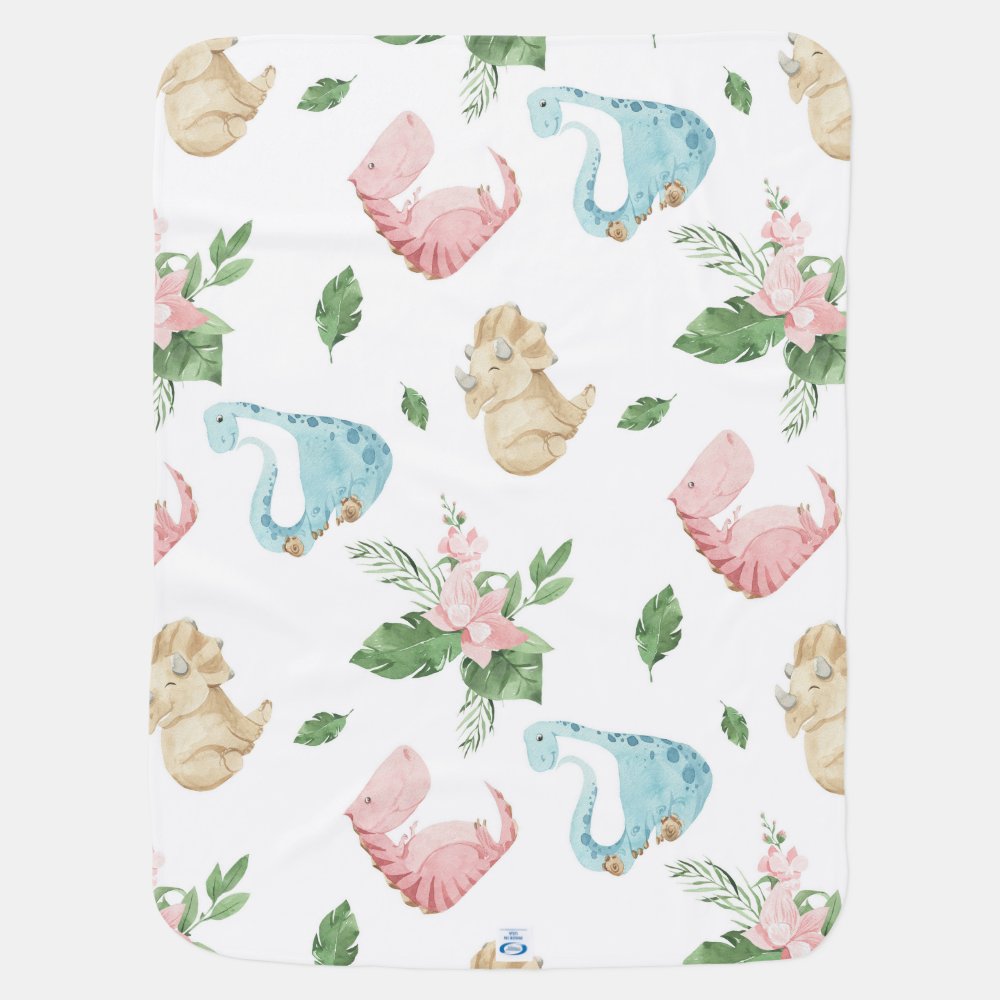 Rustic Jungle Cute Baby Dinosaurs Navy Milestone Blanket