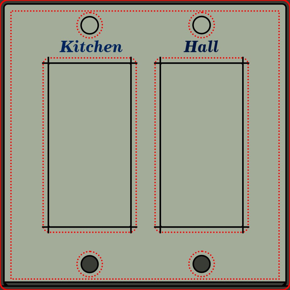 Labeled Light Switch Cover - Rectangle
