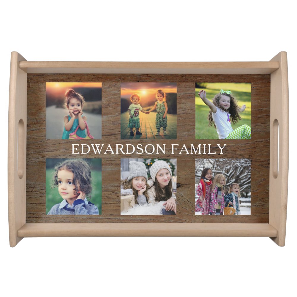 Create your own rustic family photo collage serving tray
