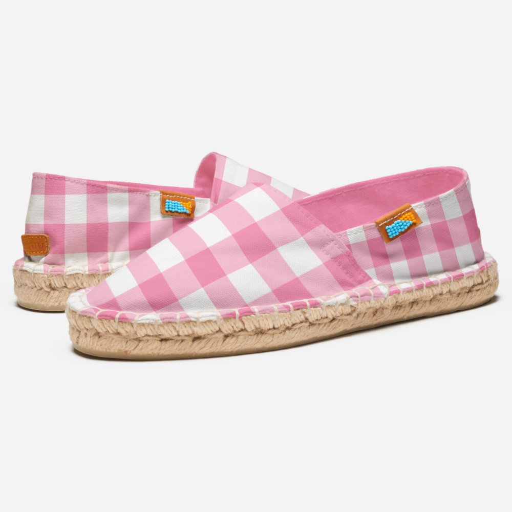 Girly Pink Gingham Pattern Espadrilles