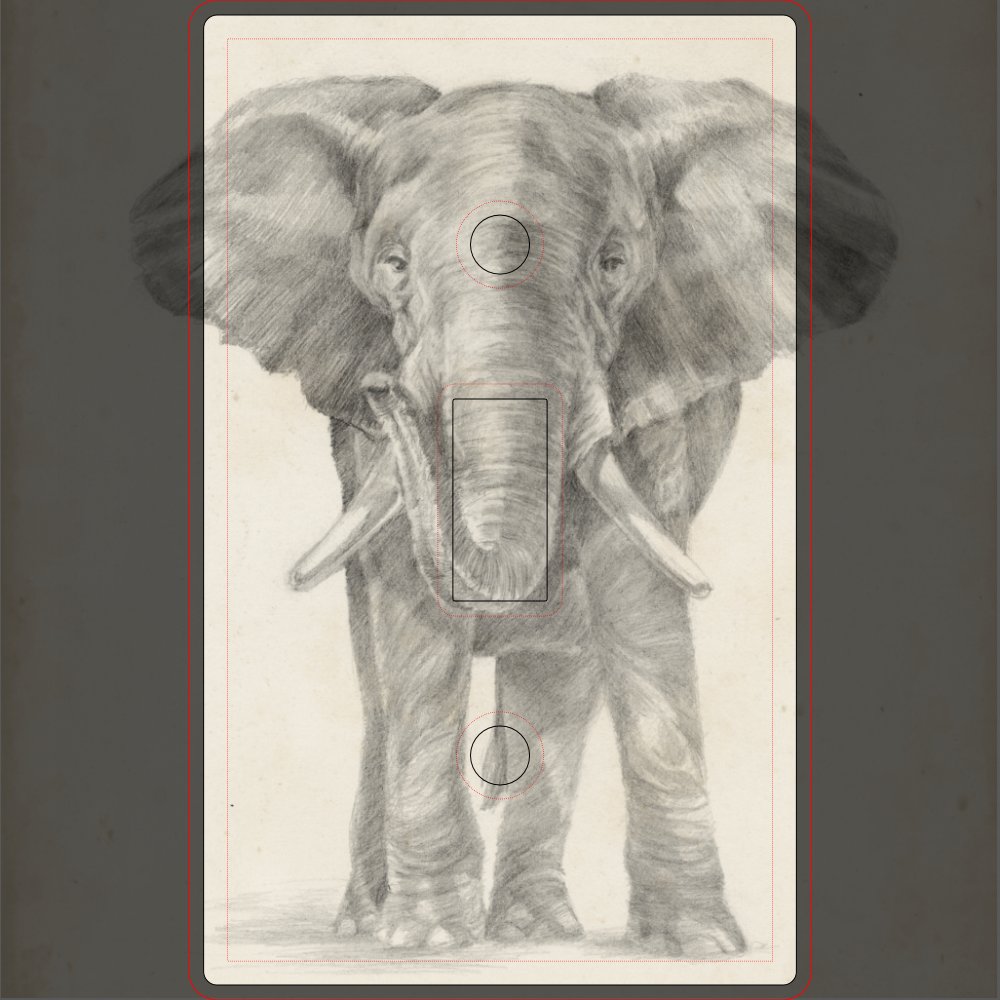 Elephant Sketch Light Switch Cover