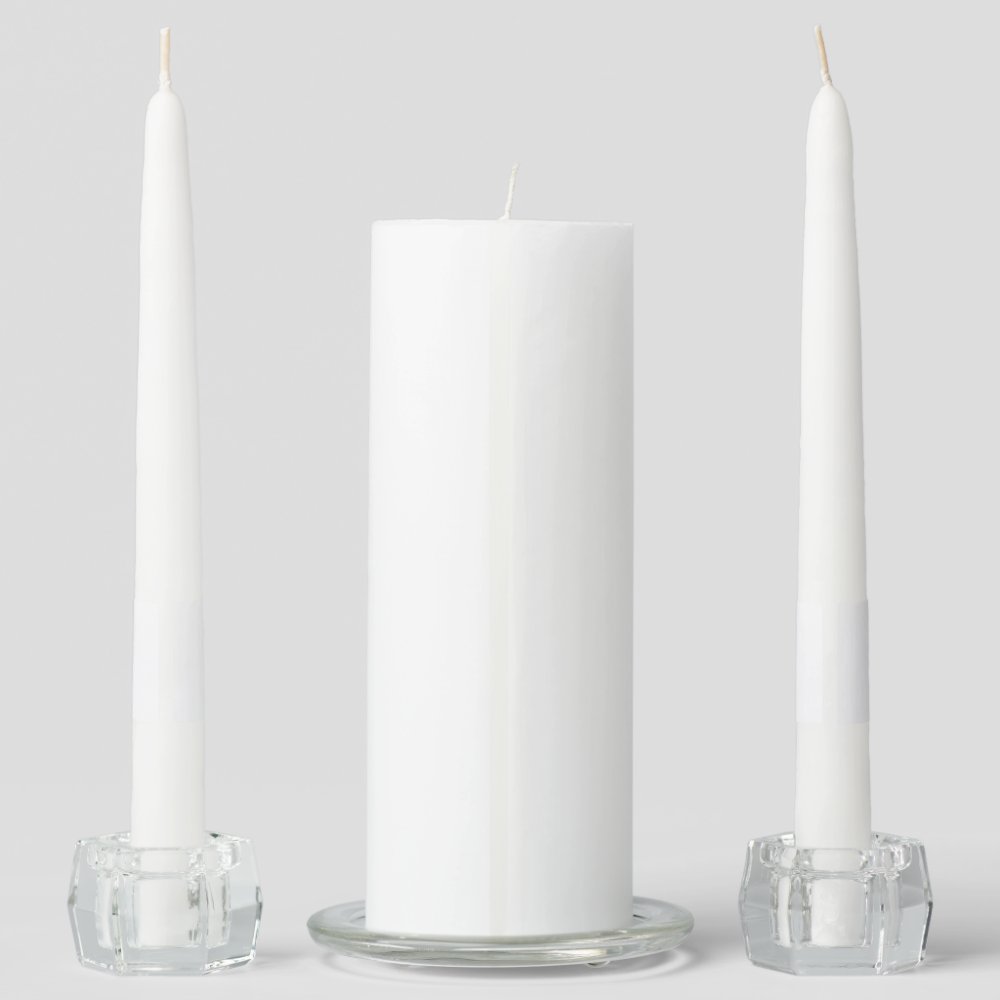 Bohemian Navy Blue Floral Unity Candle Set