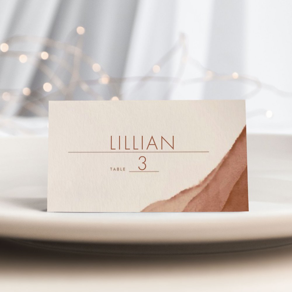 Terracotta Ombre | Minimalist Boho Wedding Place  Card