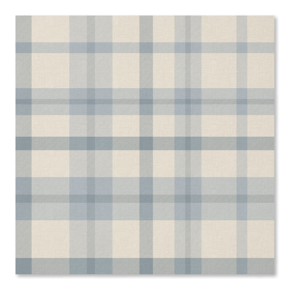 Masculine Muted Blue Plaid w/ Linen Texture Wallpaper
