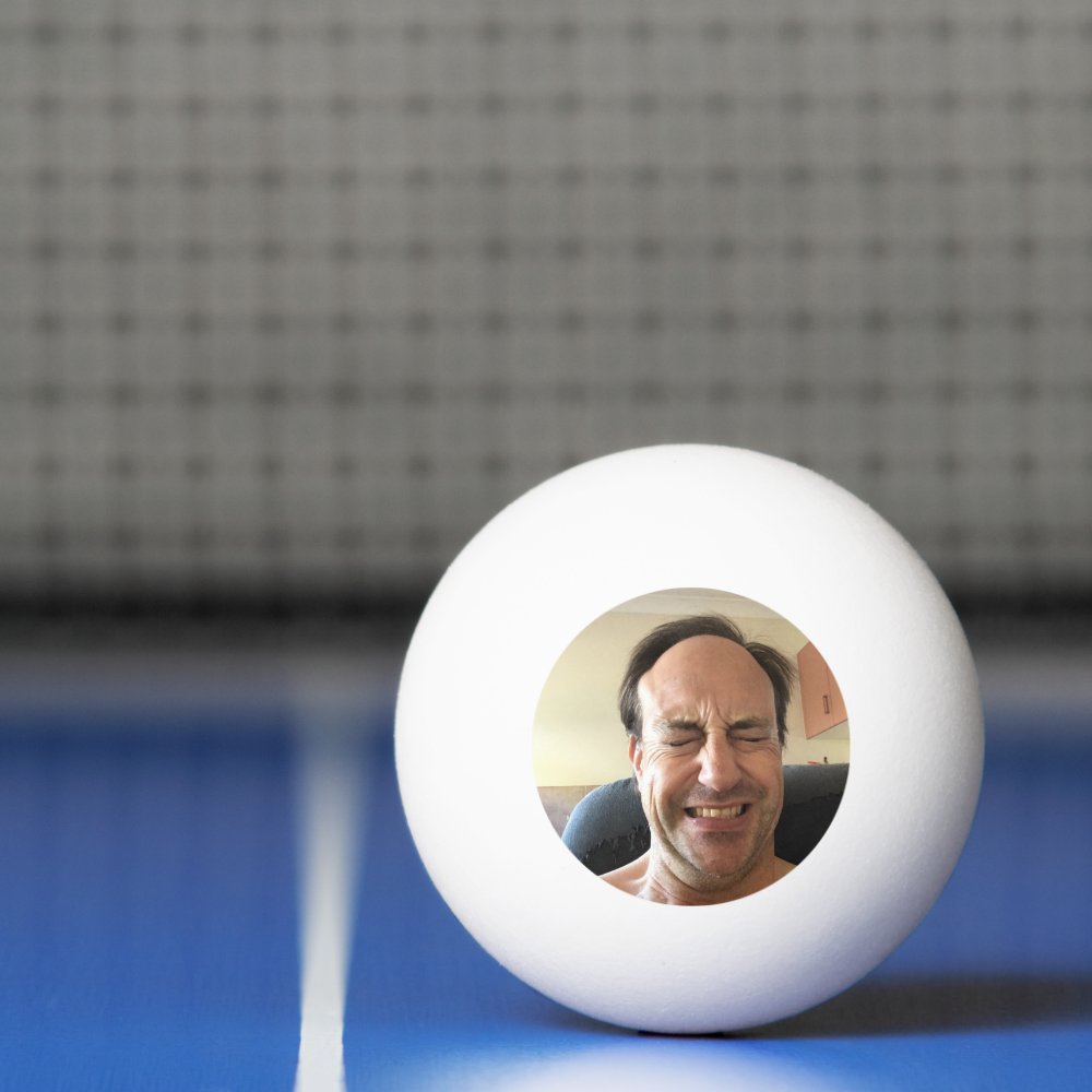 Ping Pong Ball with a funny view.
