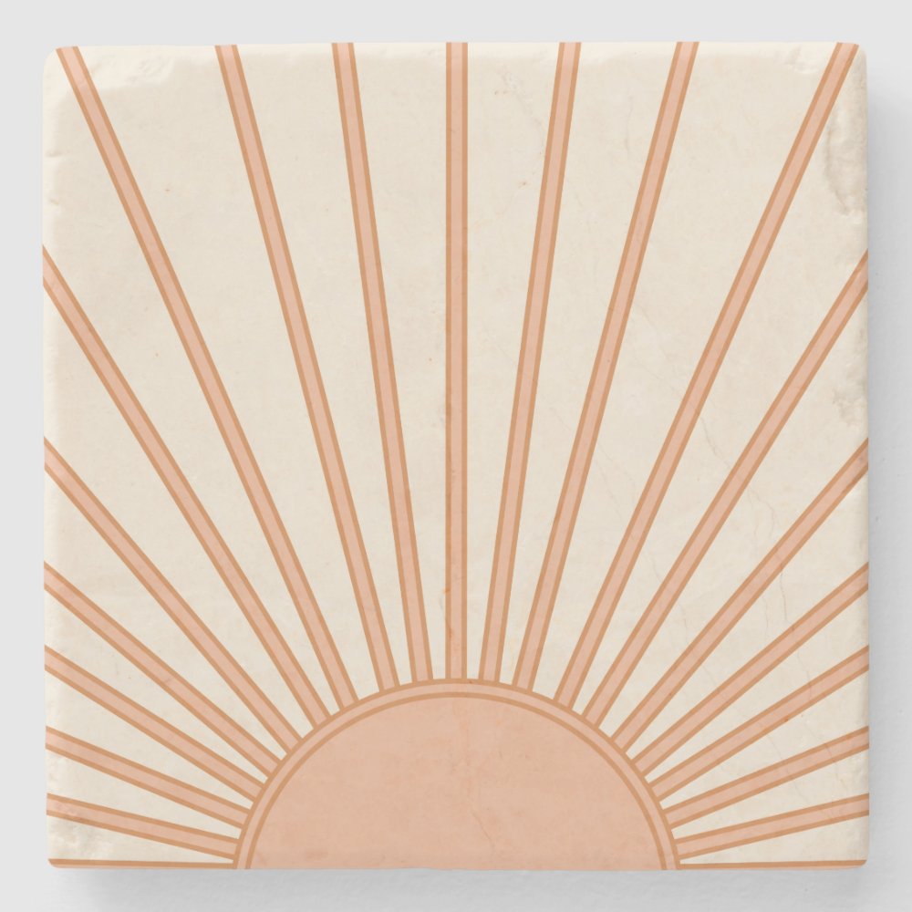 Sun Sunrise Earth Tones Terracotta Retro Sunshine Stone Coaster
