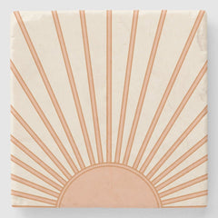 Sun Sunrise Earth Tones Terracotta Retro Sunshine Stone Coaster