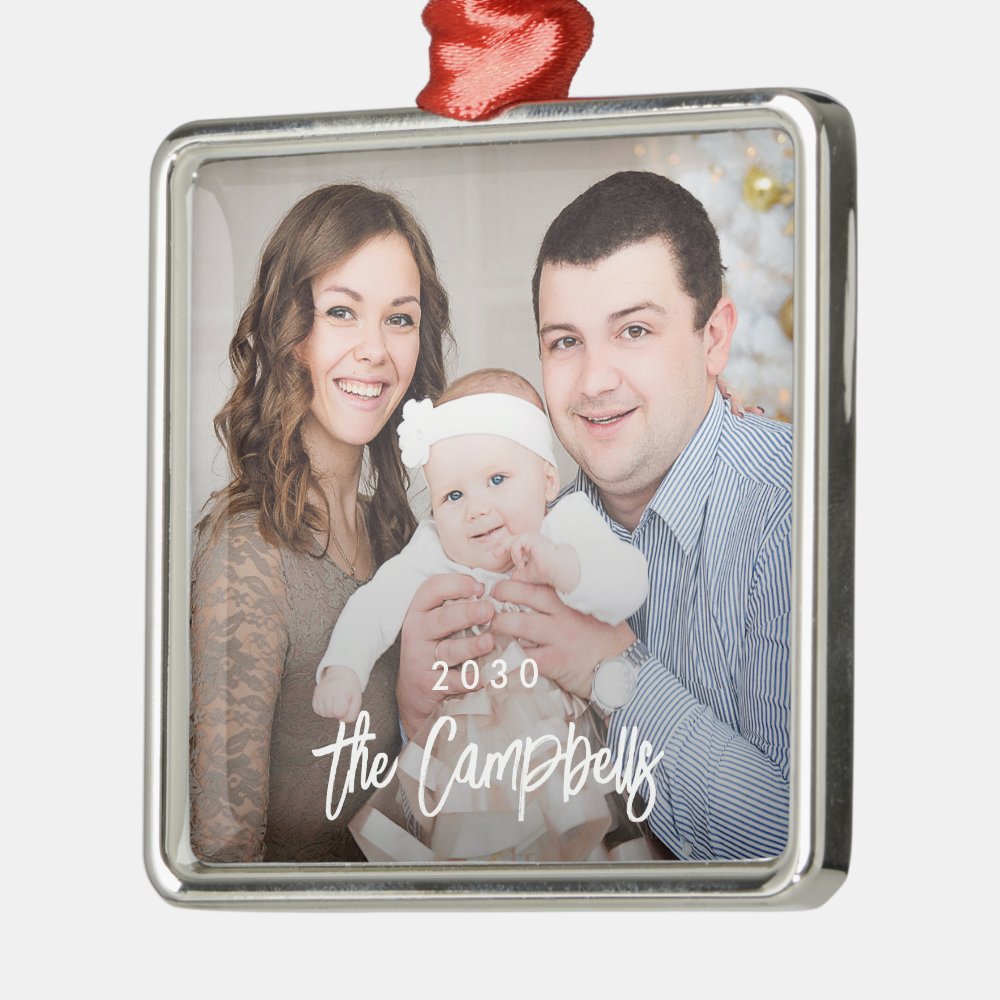 Modern Overlay Personalized Photo Ornament