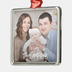 Modern Overlay Personalized Photo Ornament