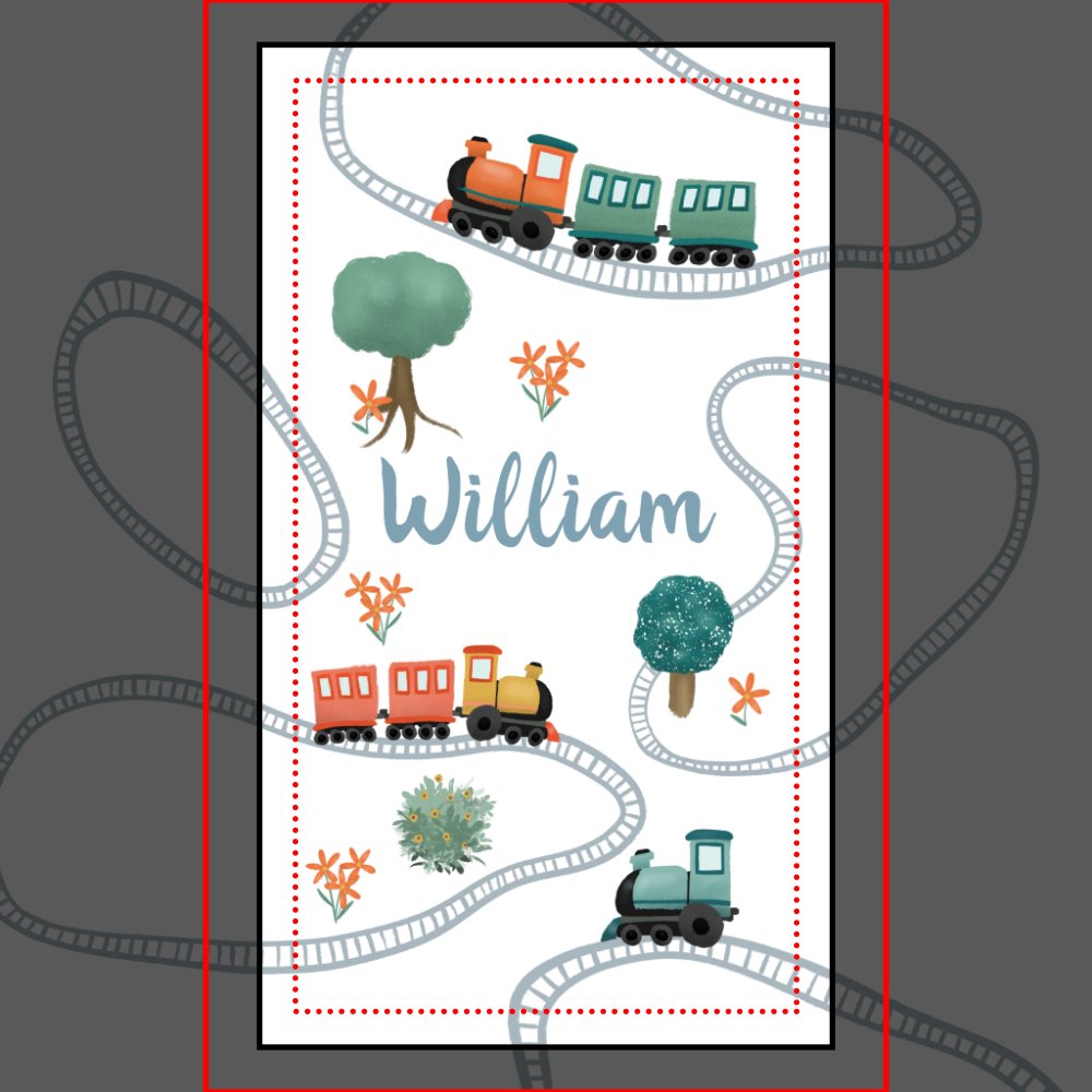 Boys Cute Blue Train Pattern Kids Bath Towel Set