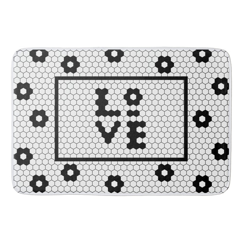 Love Black and White Tile Design Bath Mat