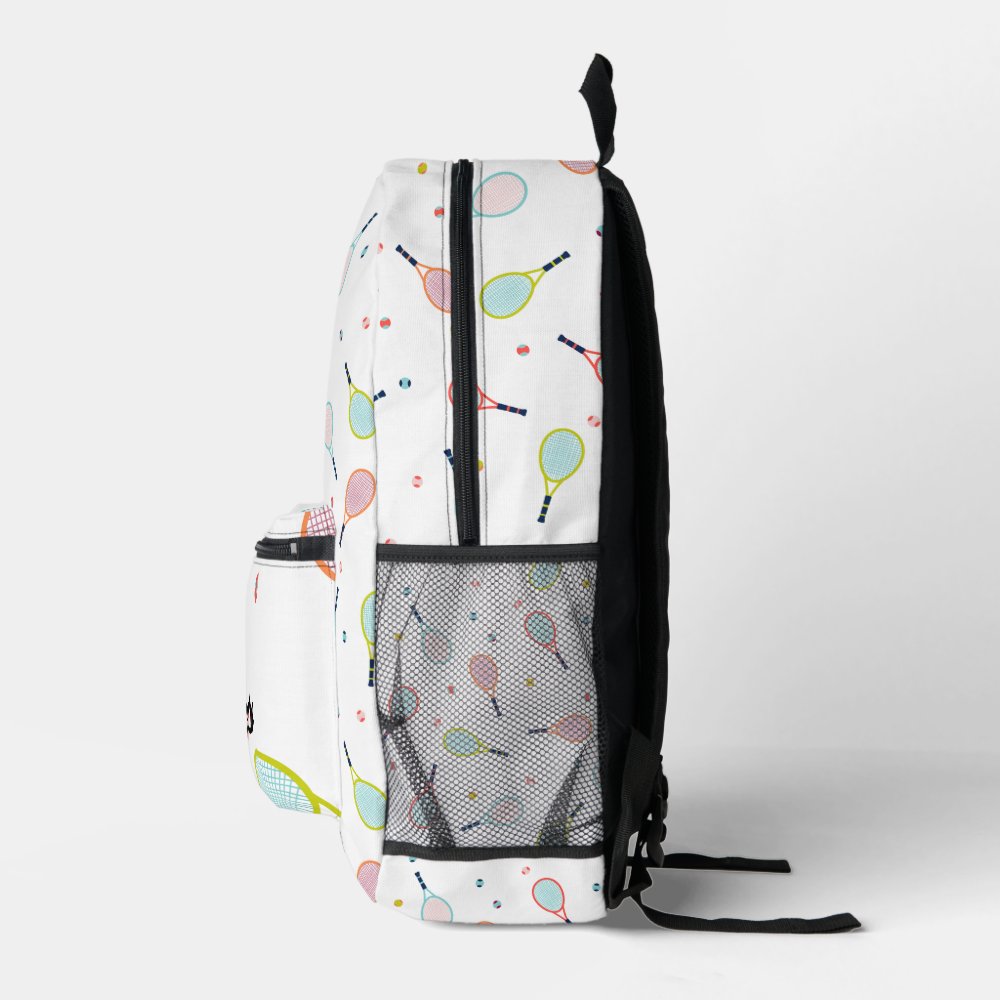 Tennis Personalized Name Pink Green Blue Custom Printed Backpack