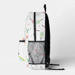 Tennis Personalized Name Pink Green Blue Custom Printed Backpack