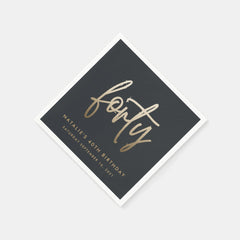 Modern 40th birthday simple stylish elegant script napkins