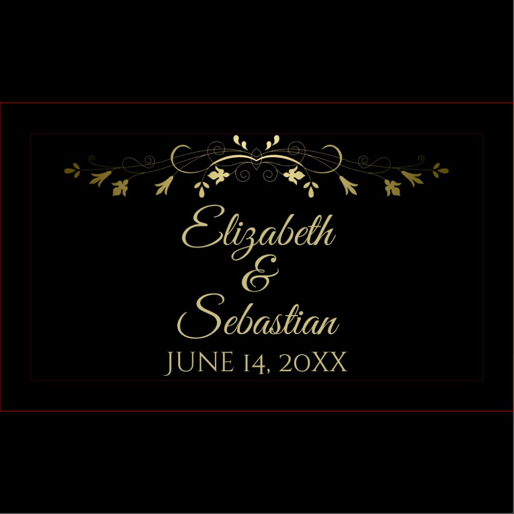 Gold on Black Elegant Wedding Table Place Card Holder