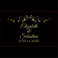 Gold on Black Elegant Wedding Table Place Card Holder
