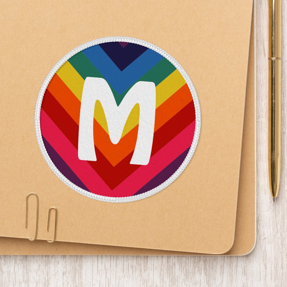 Awesome Retro Rainbow Chevron Monogram Patch